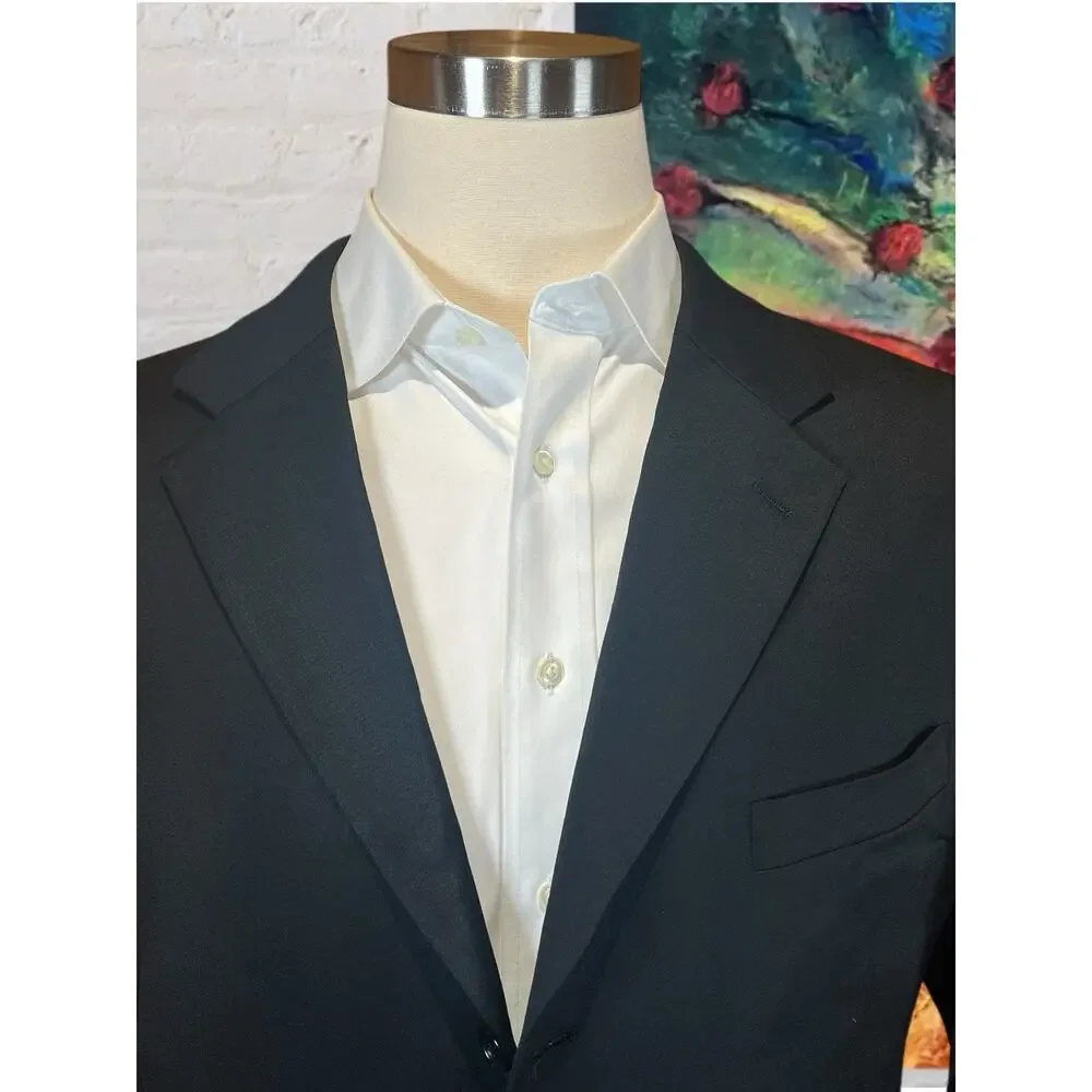 Jones New York Mens 46R Solid Black Blazer Sport Suit Jacket 3/2 Roll
